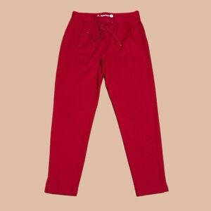 Betabrand Women’s Red Mid-Rise Crop Jogger Pants Sz S